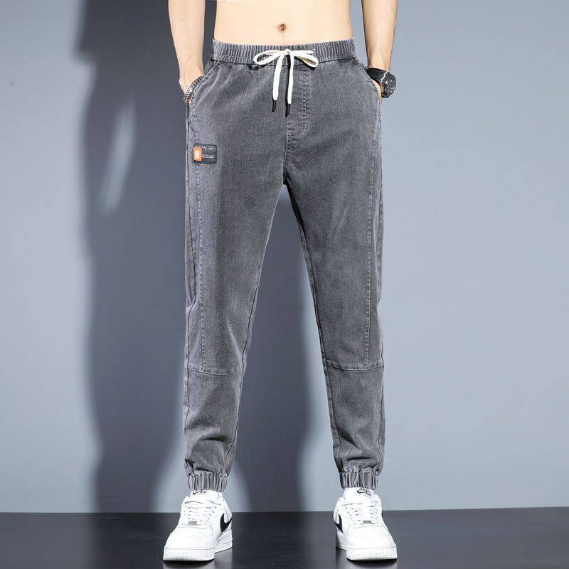 牛仔裤男春季2026新款潮牌宽松束脚九分松紧腰休闲裤男士裤子春秋