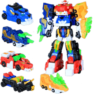迷你特工队超威能量重装王雷霆六神合体变形机器人战队玩具男孩五