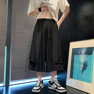 阔腿裤C潮马裤机能工装大口袋冰丝七分短裤男DK111-P55控78图片