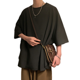 山本耀司G薄款冰丝蝙蝠袖t恤下摆开衩垂感男痞帅上衣T08-P55控78，商品下架区，电商A005-1