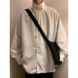 新中式E风缎面提花暗纹立领小众金属扣盘扣衬衫男CS13-P80控98，男装衬衫，电商A005-1