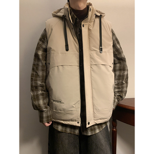 连帽工装大口袋E保暖外套加厚冬季棉袄背心马甲秋MJ525-P98控138图片