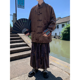 新中式A民族风金丝绒龙纹夹克折褶阔腿裤套装男TZ176-P153控178，男装休闲套装，电商A005-1