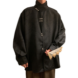 新中式E风缎面提花暗纹立领小众金属扣盘扣衬衫男CS13-P80控98，男装衬衫，电商A005-1