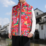 连帽大花马甲棉袄背心B男生保暖花花绿绿秋冬加厚MJ527-P78控108，男装背心/马甲，电商A005-1