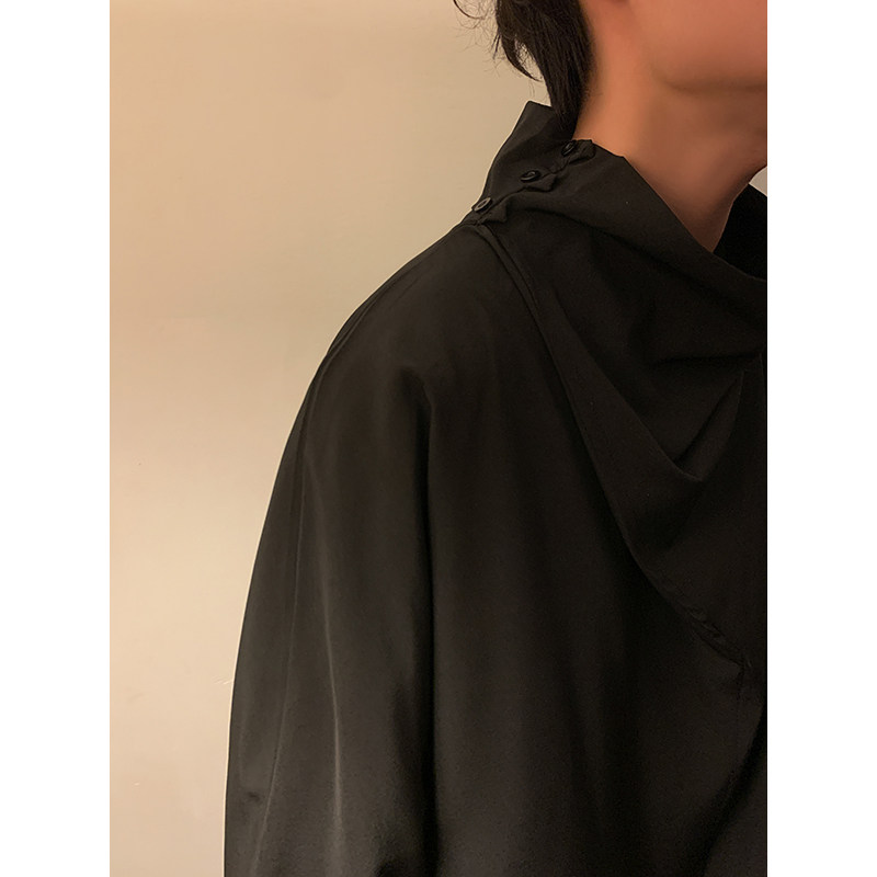 暗黑系B风冰丝小众设计痞帅高堆领七分中短袖t恤T05P55控78,男装T恤,电商A005-1