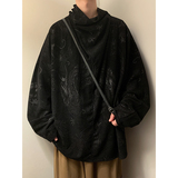 套头卫衣E龙纹灯芯绒风小众堆堆领T恤打底衫男T61-P68控88，男装T恤，电商A005-1