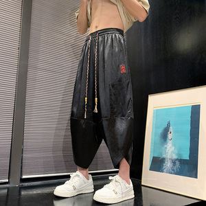 新中式D香云纱龟裂纹冰丝透气萝卜灯笼七分裤男DK172-P58控78图片