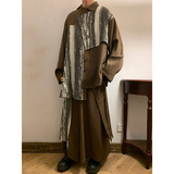 风B不规则拼接新中式裙裤慵懒垂感阔腿西裤K161-P85控108，男装西裤，电商A005-1