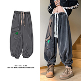 美式高街H复古工装大口袋牛仔裤设计感束脚冲锋裤K102-P88控118，男装牛仔裤，电商A005-1