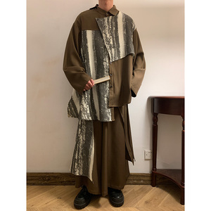 风A扎染新中式衬衫不规则拼接裙裤西裤套装TZ56-P170控198图片