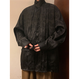 改良中式C缎面提花冰丝复古长袖珍珠扣立领衬衫男CS09-P75控98，男装衬衫，电商A005-1