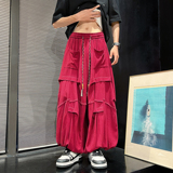 风G亚麻棉麻冰感折褶小众设计宽松阔腿裤男K229-P78控98，男装休闲裤，电商A005-1