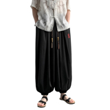 超大码8XL冰丝刺绣九分裤男大桶裤宽松长裤萝卜裤K265-P65控88，男装休闲裤，电商A005-1