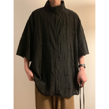 风H新中式风高领盘扣破洞镂空乞丐装冰丝t恤T35-P68控88，男装T恤，电商A005-1