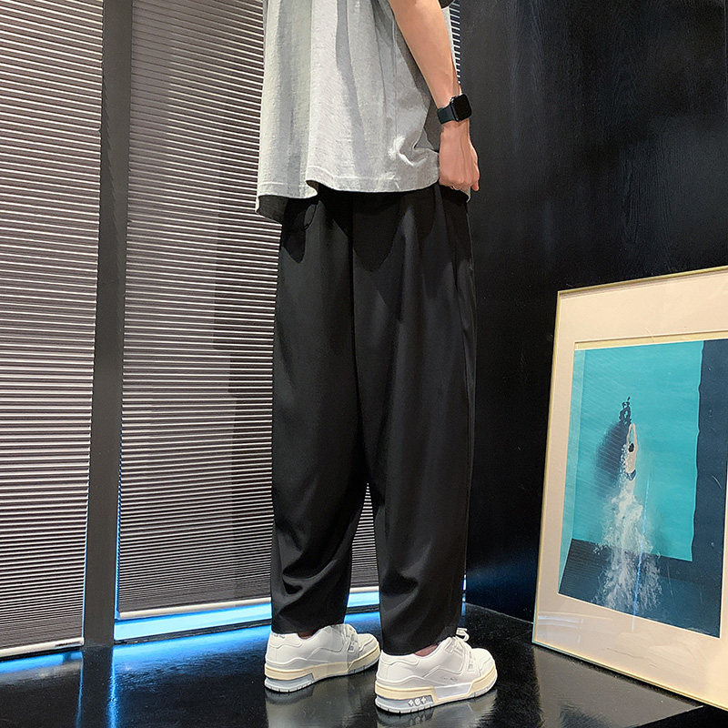 新中式风B冰丝垂感小众设计廓形哈伦裤男K157-P55控78,男装休闲裤,电商A005-1