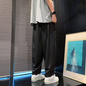 新中式风B冰丝垂感小众设计廓形哈伦裤男K157-P55控78图片