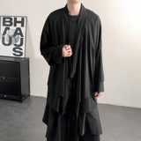 新中式B假两件设计感道袍宽松开衫中长款汉服男披风FY09-P95控118，男装民族服装，电商A005-1