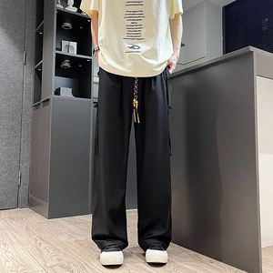 新中式D风夏季薄款冰丝垂感小众设计感九分裤男K189-P58控78图片