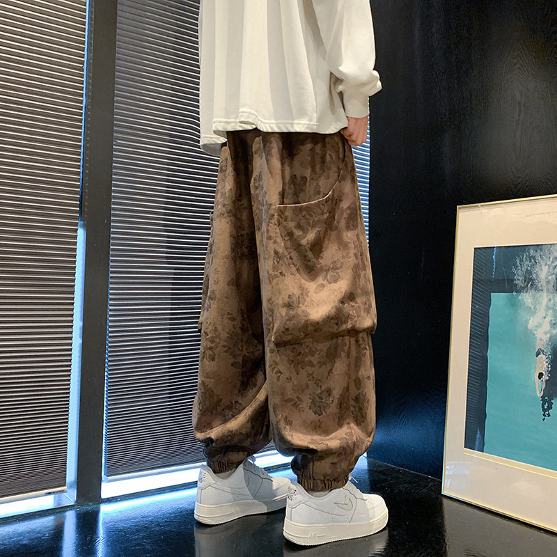 潮机能工装B暗花灯芯绒大口袋阔腿裤束脚长裤K131-P65控88,男装工装外套,电商A005-1