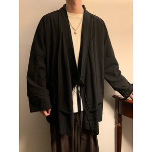 新中式假两件设计感道袍宽松开衫中长款汉服男披风FY09-P95控118图片
