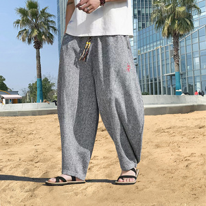 风A刺绣冰丝大桶裤宽松高级感萝卜裤阔腿裤K106-P65控88图片