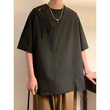 新中式E肩膀盘扣设计暗黑风冰丝圆领短袖t桖男T52-P55控78，男装T恤，电商A005-1