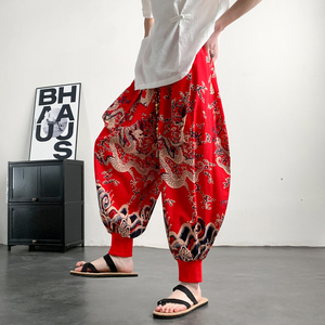 超大码8XL风小众设计龙纹九分裤哈伦裤飞鼠裤K268-P58控78，男装休闲裤，电商A005-1