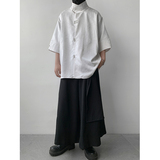 新中式风O缎面提花暗纹立领小众冰丝金属扣衬衫男CS32-P78控98，男装衬衫，电商A005-1