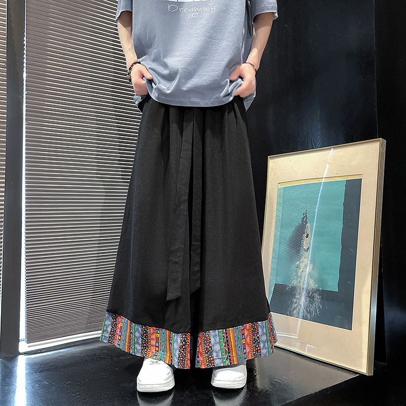 民族风复古A中式棉麻宽松大裤裆舞蹈演出裙裤阔腿裤K215-P88控108，男装休闲裤，电商A005-1