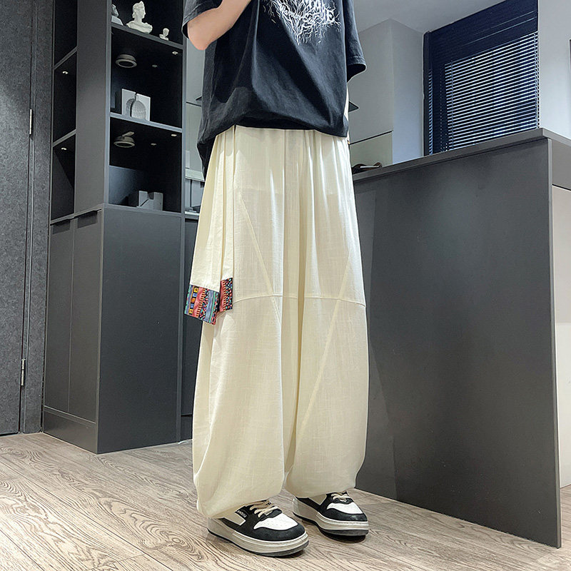 民族风I新中式风棉麻宽松大裤裆舞蹈演出阔腿裤男K217-P88控108,男装休闲裤,电商A005-1
