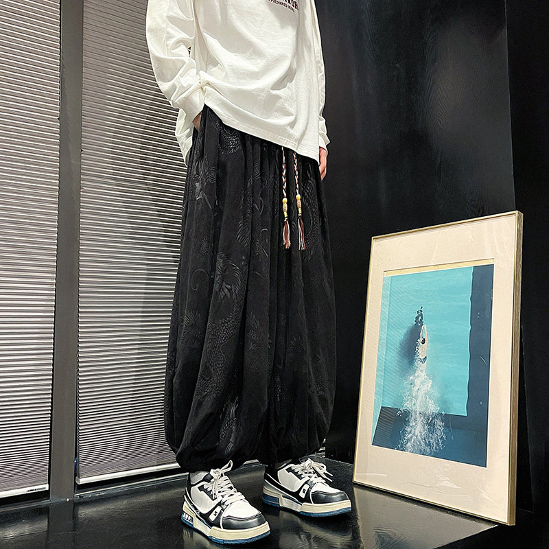 风A龙纹暗纹新中式保暖灯芯绒阔腿束脚裤男K197-P68控88,男装棉衣,电商A005-1