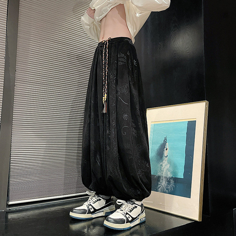 风E龙纹暗纹新中式保暖灯芯绒阔腿束脚裤男K197-P68控88,男装棉衣,电商A005-1