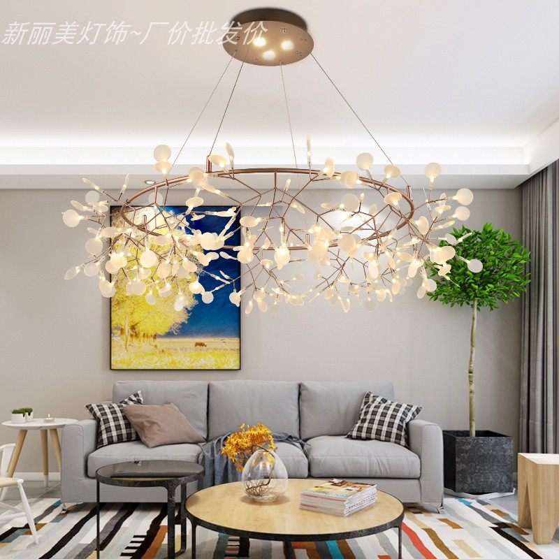北欧萤火虫吊灯创意个性客厅餐厅灯设计师树枝后现代吧台卧室灯具_虎窝淘