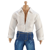 衬衣 12衣服男6寸可动人偶方大头素体洗水牛仔裤