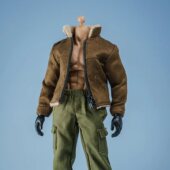 12FRS6寸可动人偶无界方大头蚂蚁岚素体真口袋拉链麂皮毛领夹克