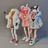 置shf机娘兔女郎毛绒外套 12吊带裙女ob11azone娃衣figma女神装