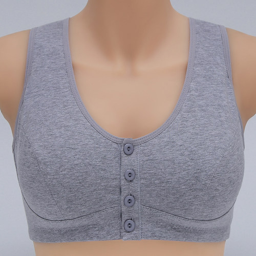 妈妈前扣纯棉老人背心式运动文胸