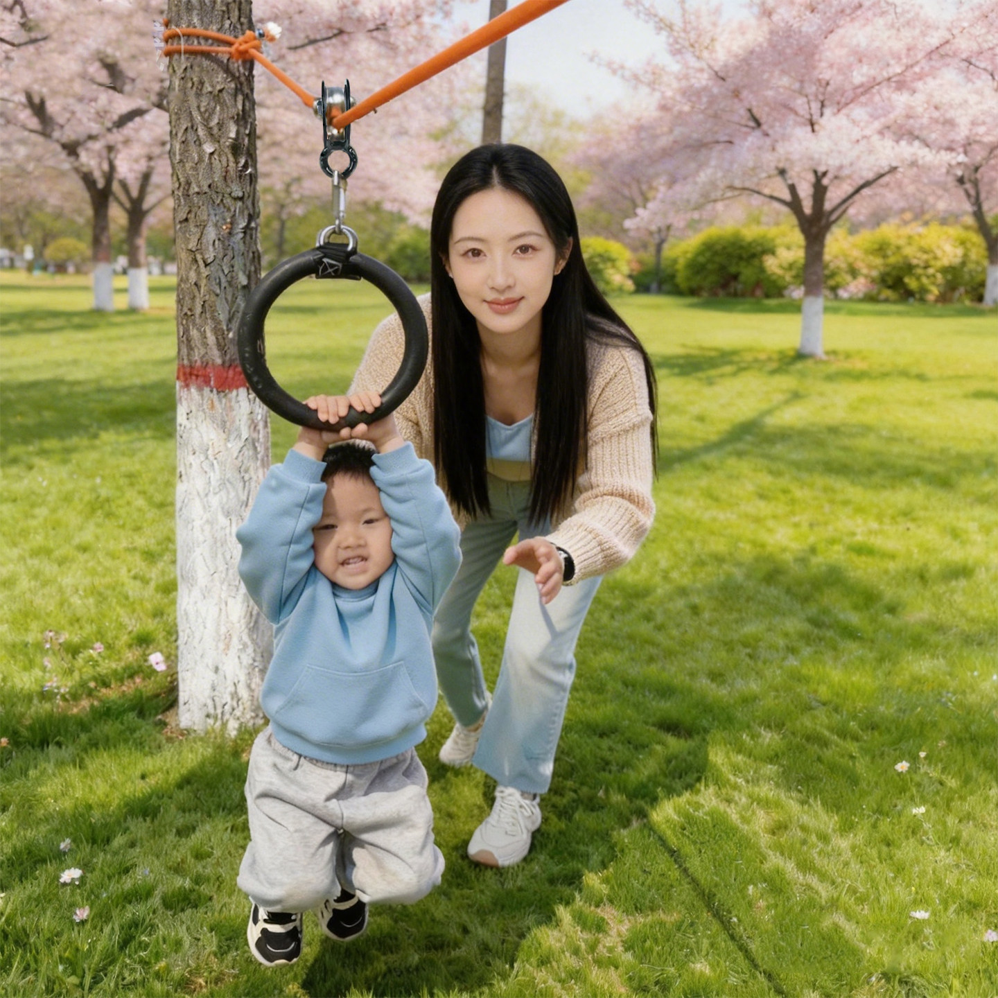 儿童户外滑轮吊环秋千溜索滑索套装感统训练亲子早教健身玩具