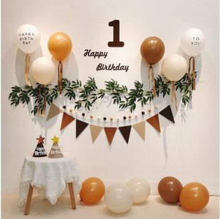 ins风周岁生日百天男女孩宝宝森系气球装饰背景场景布置派对用品