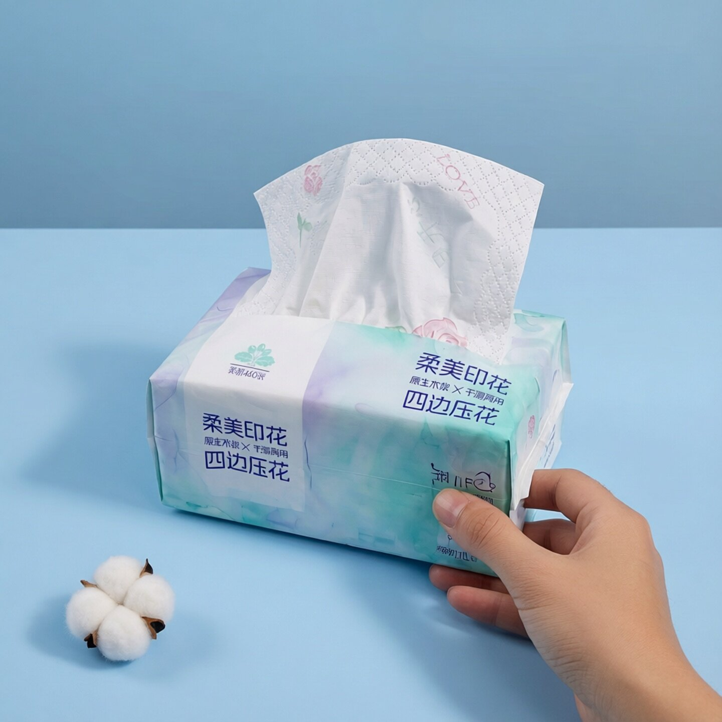 美丽柔彩印大包全新工艺6D浮雕压花纸巾干湿两用母婴用纸可湿水