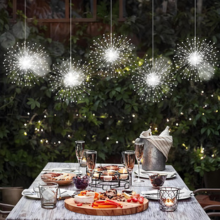 烟花灯串铜线爆炸星星灯蒲公英灯太阳能户外庭院节日婚庆吊顶挂灯