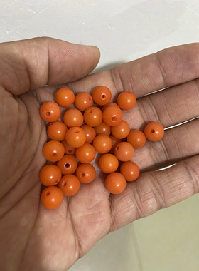 DIY圆珠9mm橘红色散珠佛珠手串配珠藏族diy饰品材料