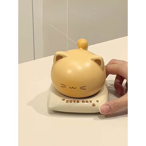 【新家的100个快递】创意卡通釉下彩焦糖猫咪陶瓷牙签筒牙签罐