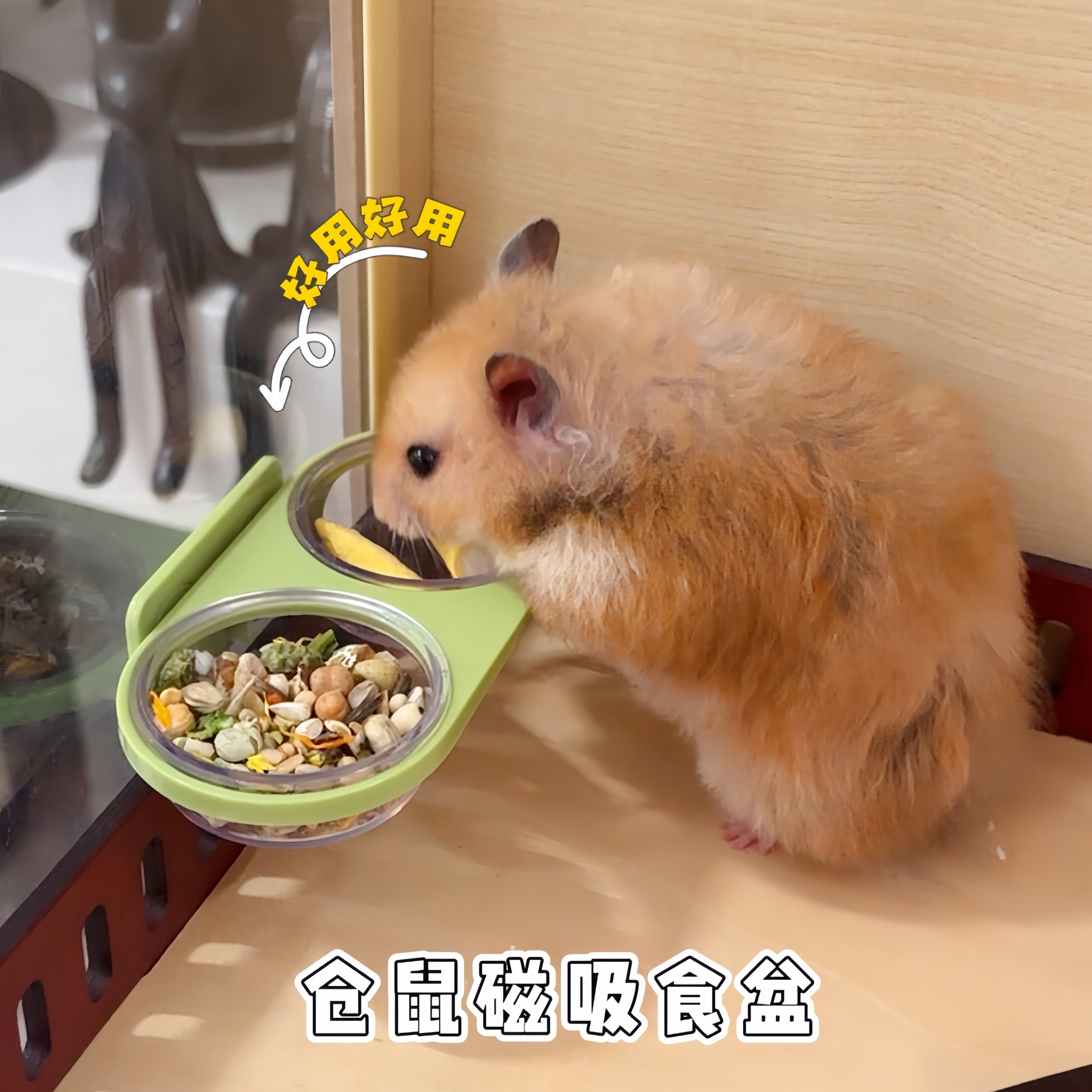 仓鼠食盆磁吸悬挂双碗喂食器金丝熊鹦鹉小型爬宠食碗喝水防打翻