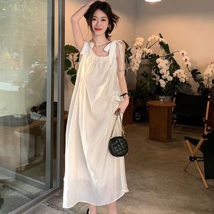 海边度假风沙滩裙温柔风吊带连衣裙女装 绑带气质仙女裙子 夏季 新款