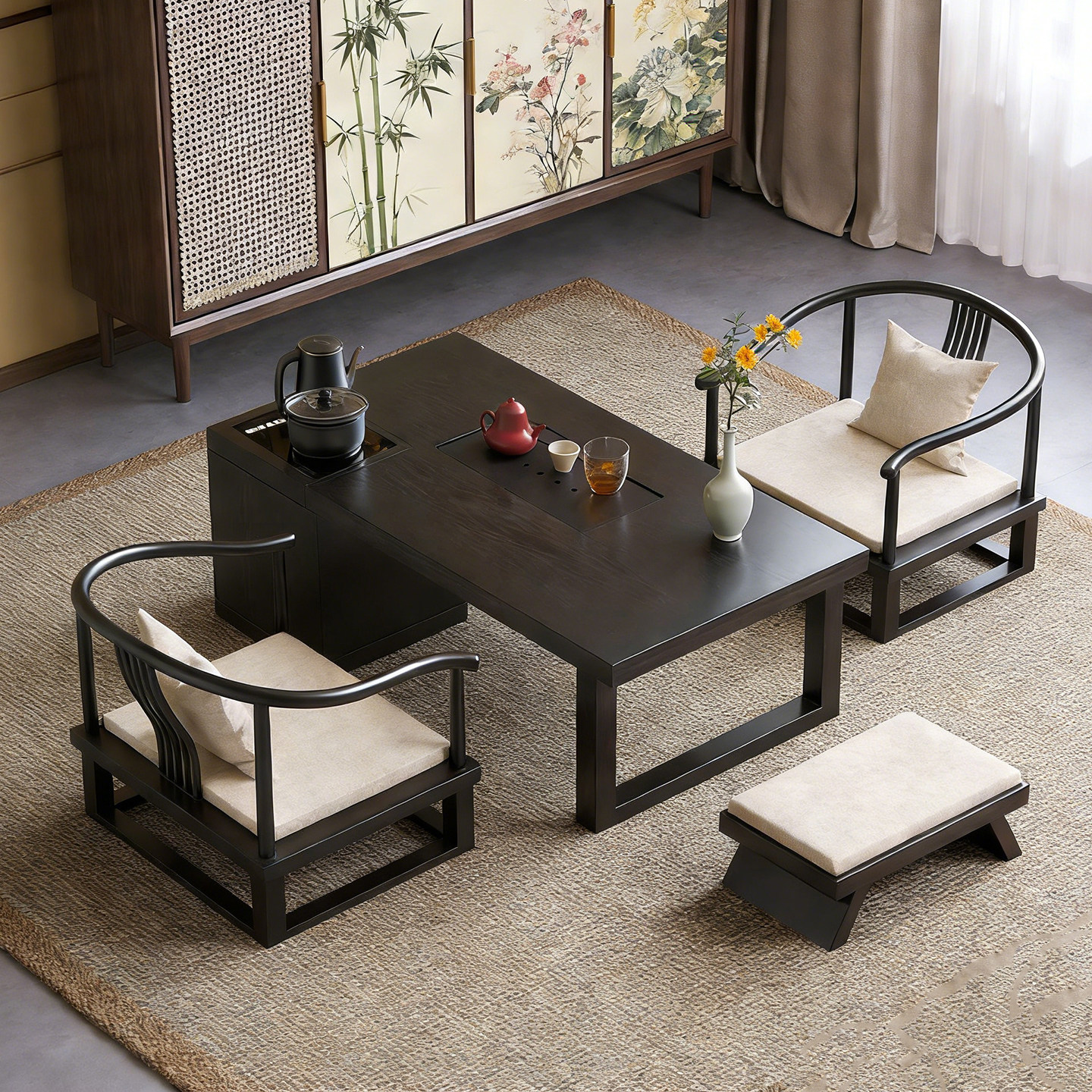 宋代美学实木矮茶桌茶台一体新中式家用阳台精致专用飘窗榻榻米,住宅家具,家用茶台/茶桌,淘宝优惠券,粉丝福利购,淘宝优惠卷