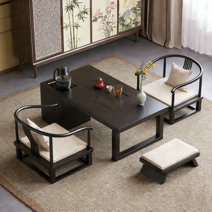 宋代美学实木矮茶桌茶台一体新中式家用阳台精致专用飘窗榻榻米