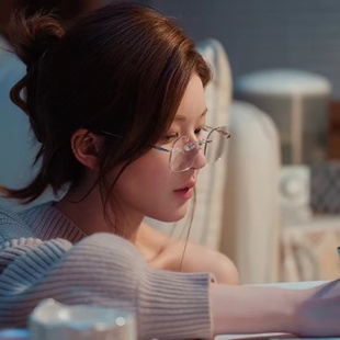 许我耀眼赵露思同款 纯钛可配近视度数 眼镜超轻无边框高冷御姐时尚