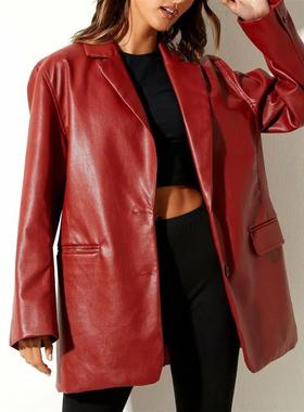 Womens lapel patchwork long sleeved jacket 翻领拼接长袖外套